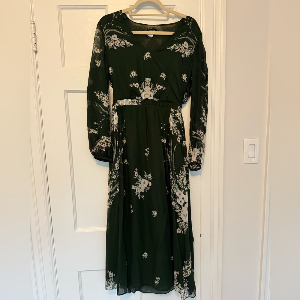 Massimo Dutti Green Floral Dress